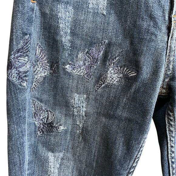 BEBELA Blue Denim Jeans Butterfly Embroidered Girls Size 36/USA 4 - Picture 8 of 11